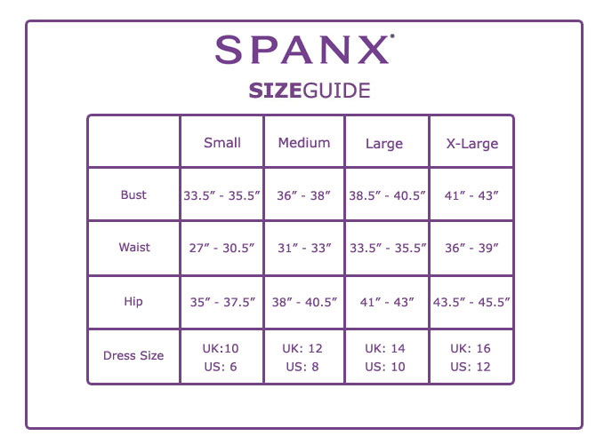 Spanx Size D Chart